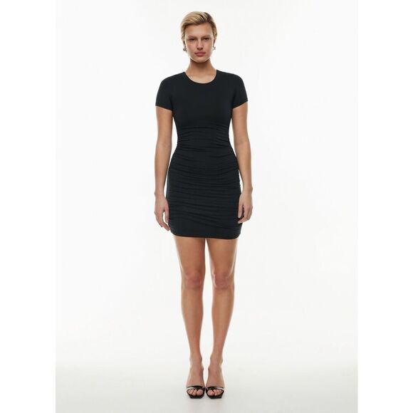 Aritzia Babaton Black Contour Ruched Mini Dress Size XS - Picture 1 of 10